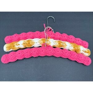 Lot‎ Of 3 Crochet / Knit & Wood Clothes Hangers Handmade - MCM Yarn